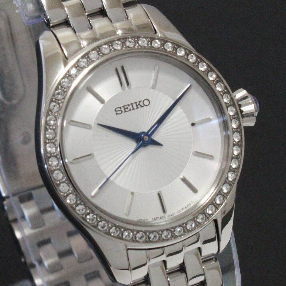 Ladies Seiko Essentials Crystal Studded Bezel Textured Dial 26mm - Picture 8 of 13